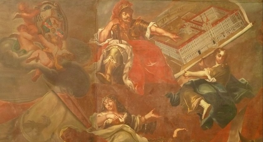 Fragment malowidła sufitowego Sali Książęcej opactwa cysterskiego w Lubiążu. Pośrodku śląski książę Bolesław I Wysoki, fundator opactwa. Jako jedyny przedstawiciel dynastii Piastów znalazł się na największym obrazie doby baroku na świecie