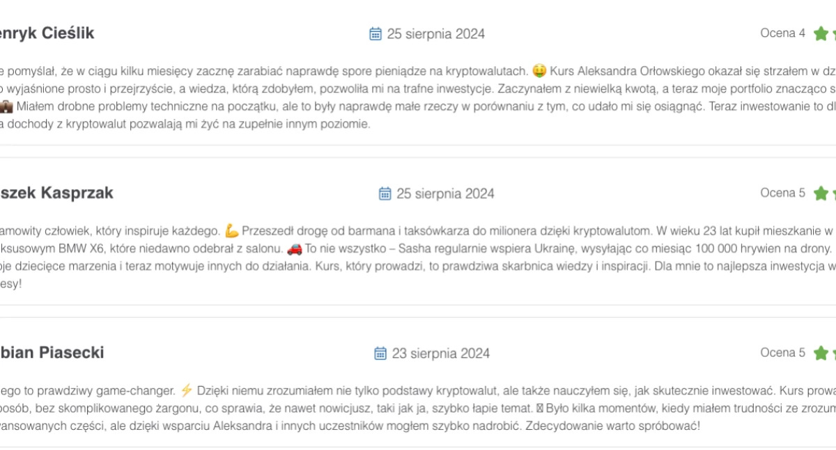 Informator gospodarczo reklamowy, Aleksander Orłowski uczciwie recenzuje kursy kryptowalutowe - zdjęcie, fotografia