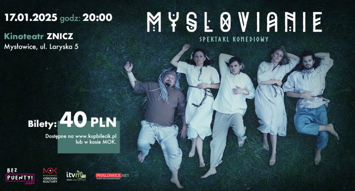 Sztuki sceniczne, Myslovianie spektakl komediowy Grupy Puenty Impro stycznia Brzezinka - zdjęcie, fotografia