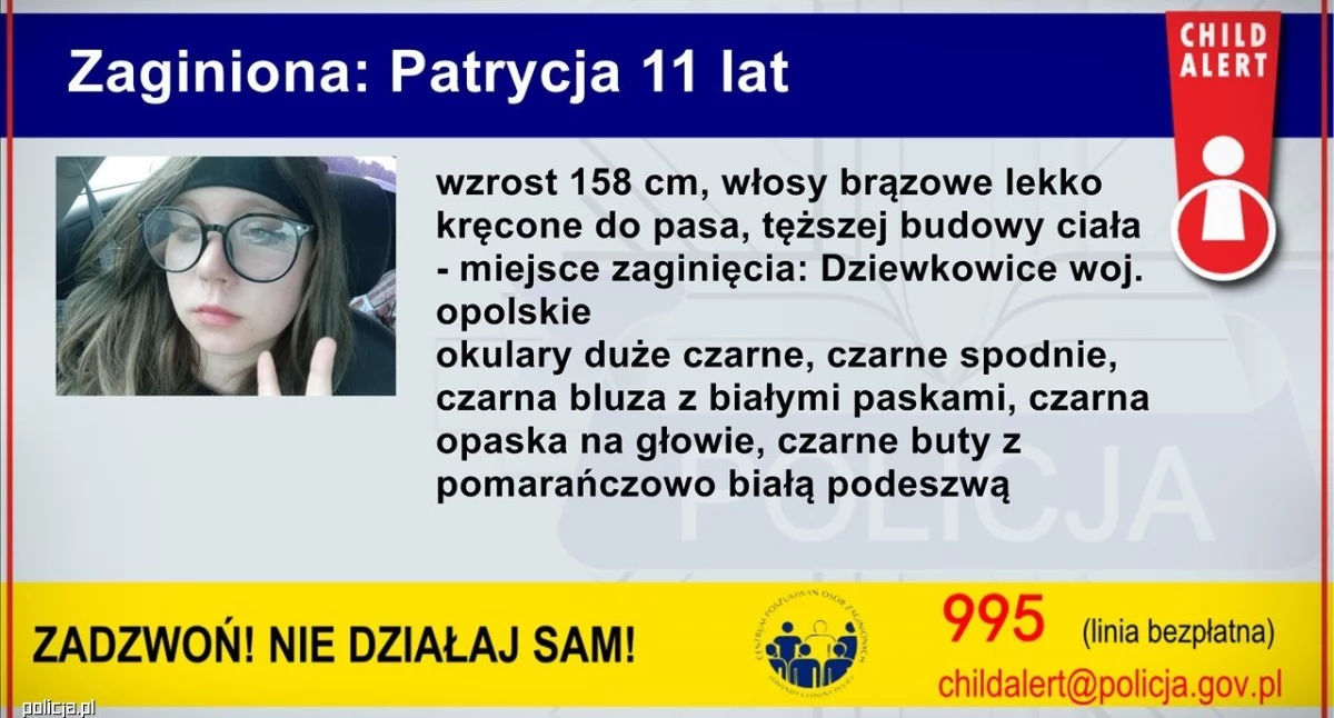 Komunikaty policji, Child alert! Zaginęła letnia dziewczynka wysyła wiadomości mieszkańców Mysłowic - zdjęcie, fotografia