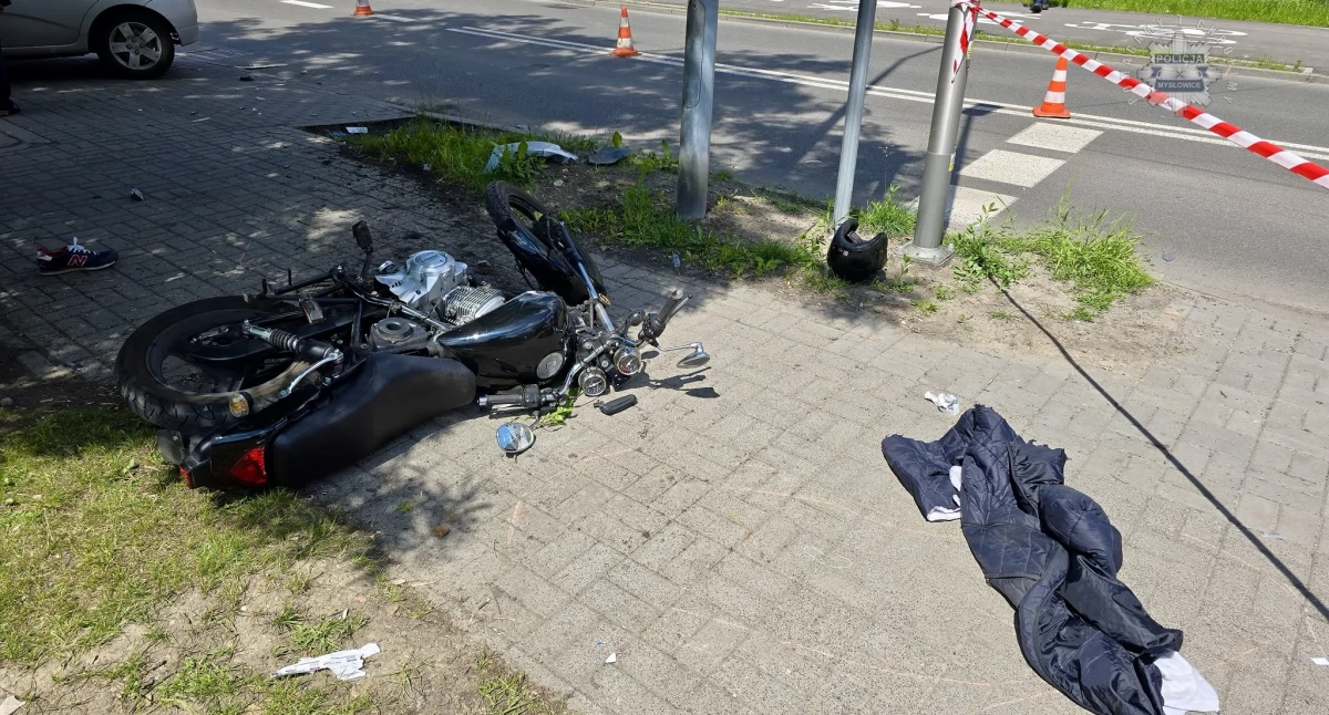 Wypadki drogowe, Wypadek Wesołej Ranny motocyklista trafił szpitala - zdjęcie, fotografia