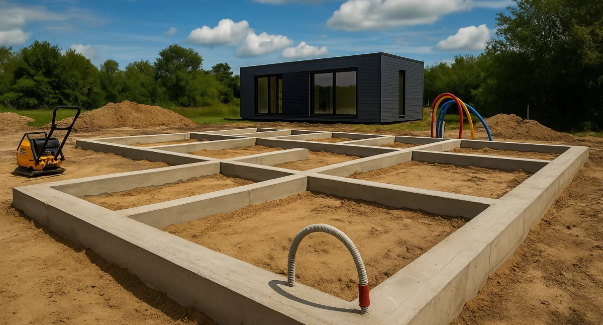 Informator gospodarczo reklamowy, przygotować działkę modułowy Fundamenty przyłącza - zdjęcie, fotografia