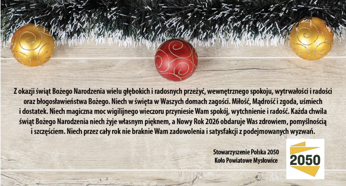 NEWS, Życzenia Stowarzyszenia Polska Koło Powiatowe Mysłowice - zdjęcie, fotografia