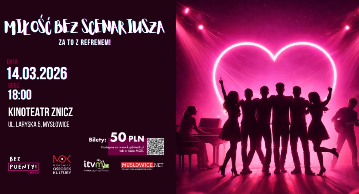 Rozrywka, Miłość scenariusza refrenem! – improwizowana komedia romantyczna Kinoteatr Znicz - zdjęcie, fotografia