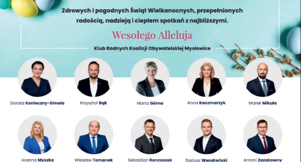 NEWS, Życzenia wielkanocne radnych Koalicji Obywatelskiej Mysłowice - zdjęcie, fotografia