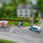 Dachowanie na ul. Długiej. Fot. KMP Mysłowice
