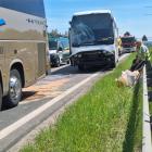 Kolizja dwóch autokarów na autostradzie A4 w Mysłowicach. Fot. nadesłane