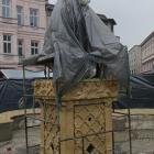 Rynek w Mysłowicach: fontanna św. Jana Chrzciciela w remoncie