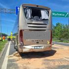 Kolizja dwóch autokarów na autostradzie A4 w Mysłowicach. Fot. nadesłane