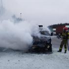 Wypadek i pożar na autostradzie A4. Fot. PSP Mysłowice